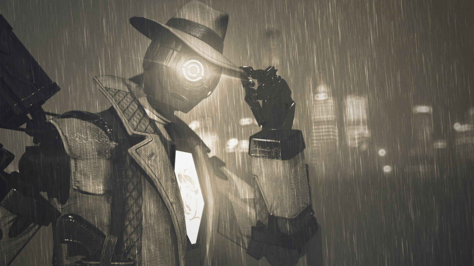 Illustration of a robot detective