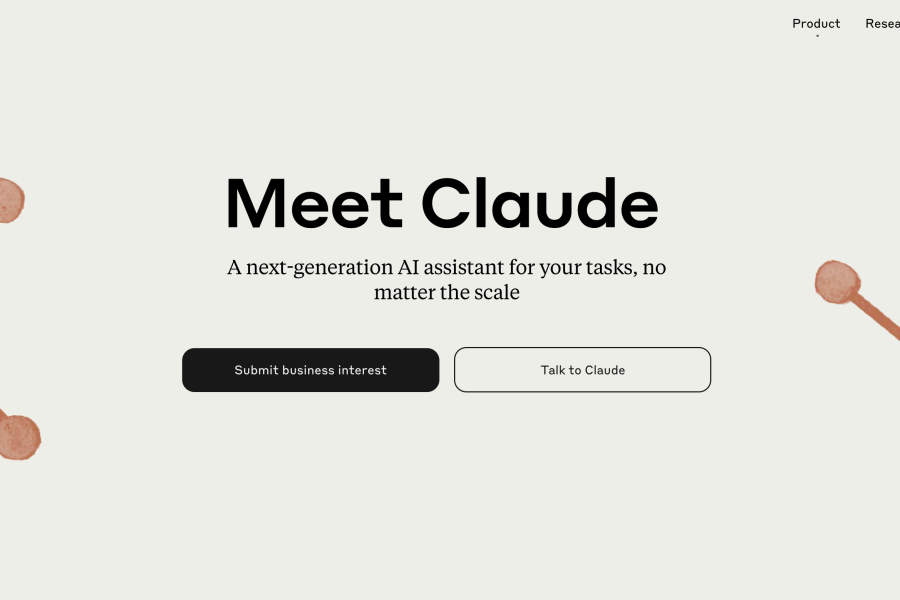 Screenshot of the Claude AI homepage