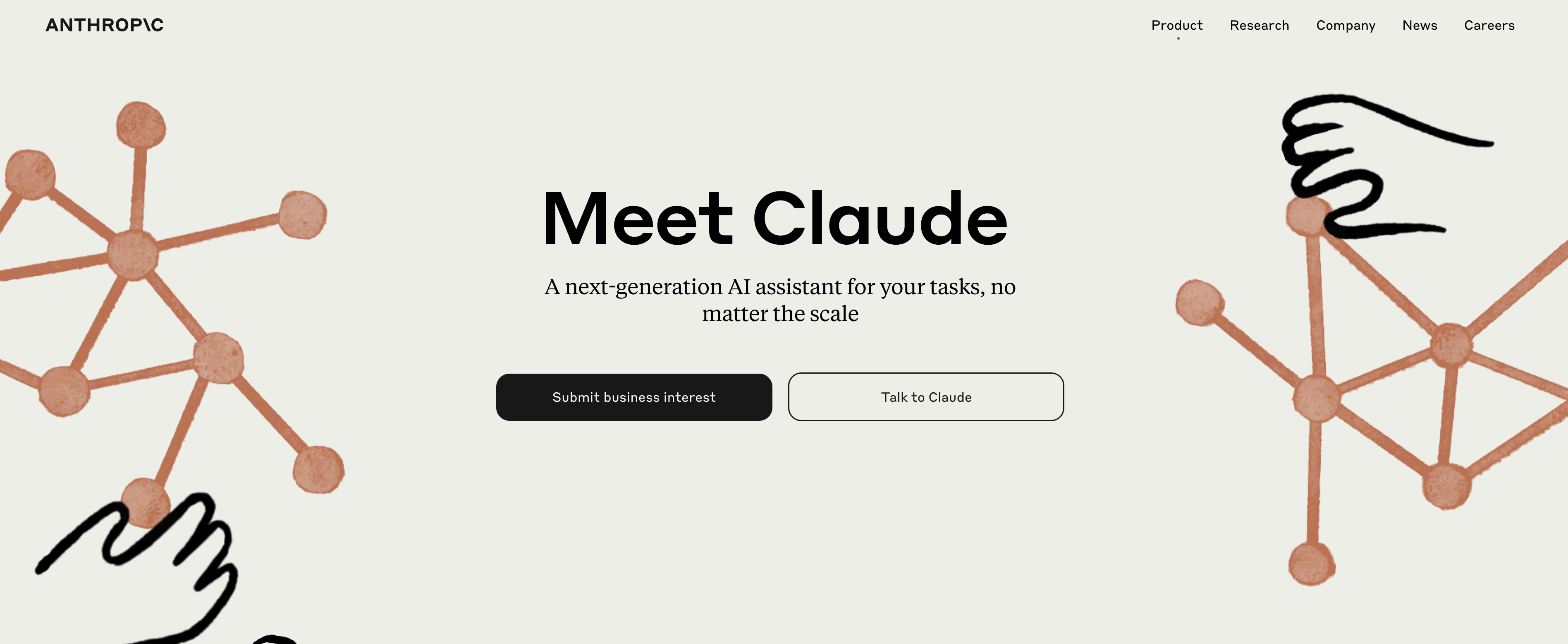Screenshot of the Claude homepage