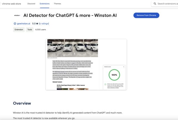 Winston AI detector Chrome Extension