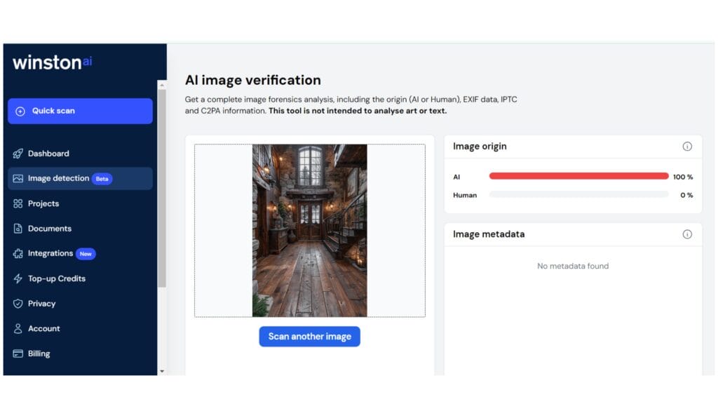 how to check if an image is AI with Winston AI