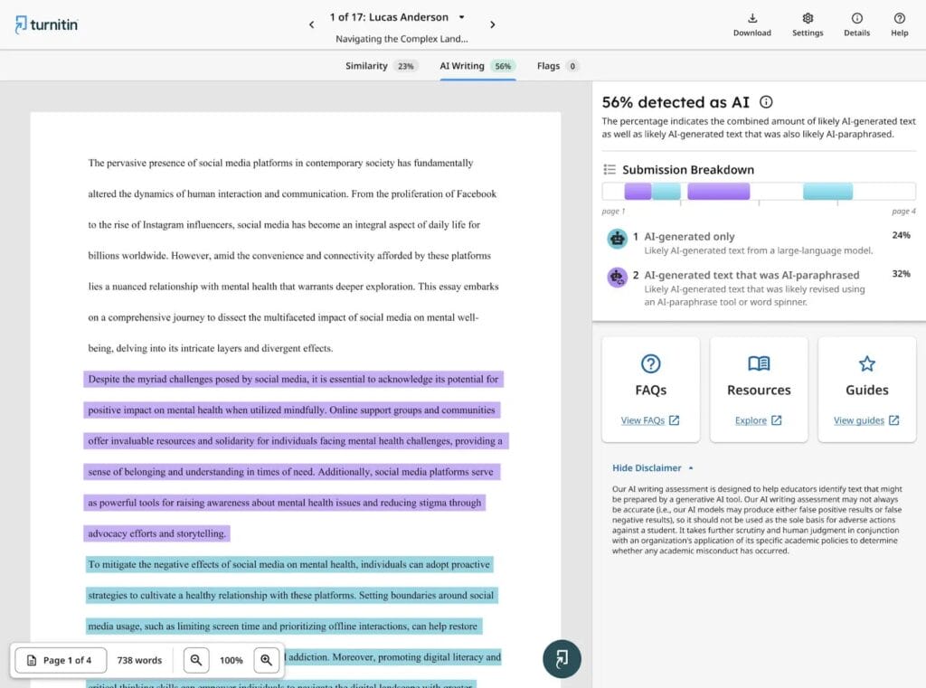 turnitin ai detector demo