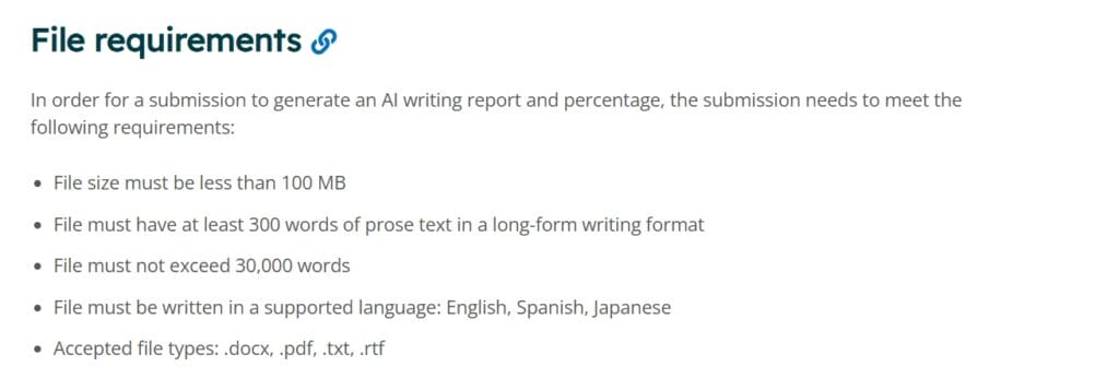 turnitin file requirement