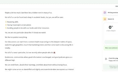 QuillBot AI Detector result for a human-written sample showing 0% AI